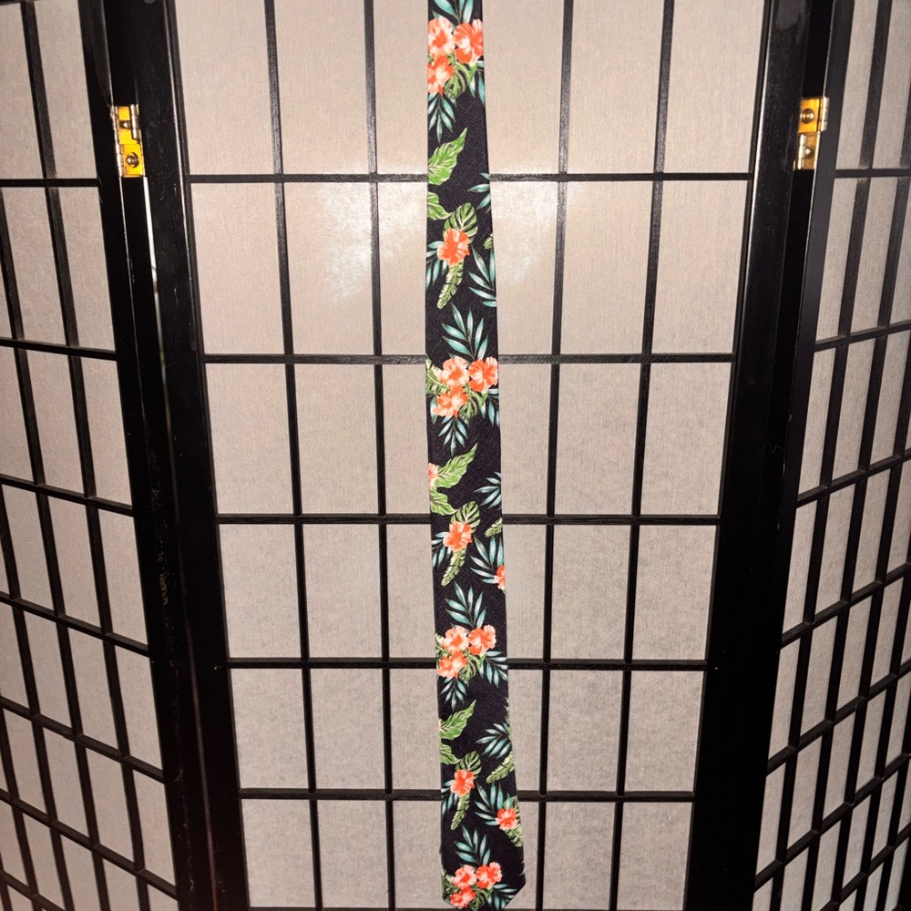 Floral Black Tie